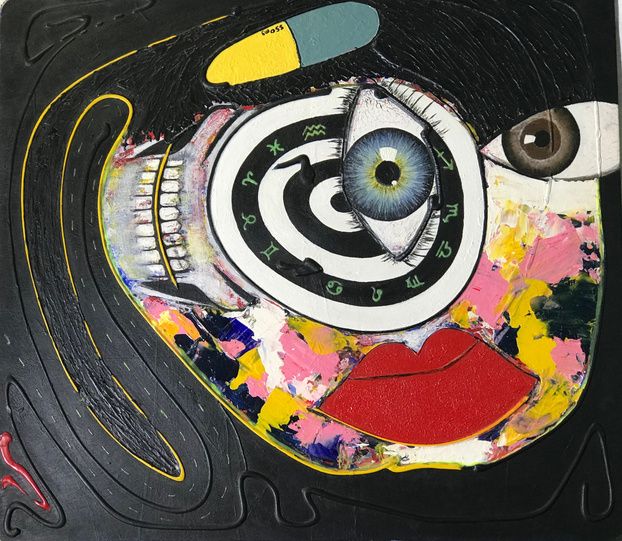 Anxiety Denouement by MCCXLV, acrylic on wood, 2019