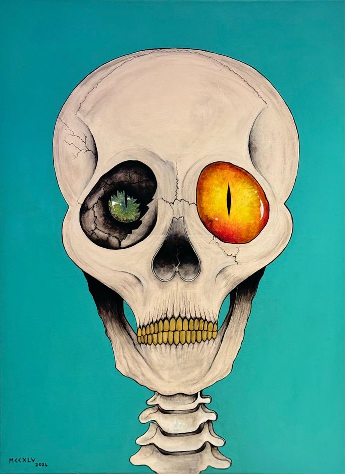 Feline by MCCXLV, acrylic on canvas, 2024