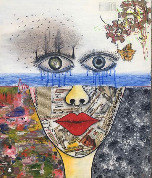 Melancholia by MCCXLV, mixed media on canvas, 2018