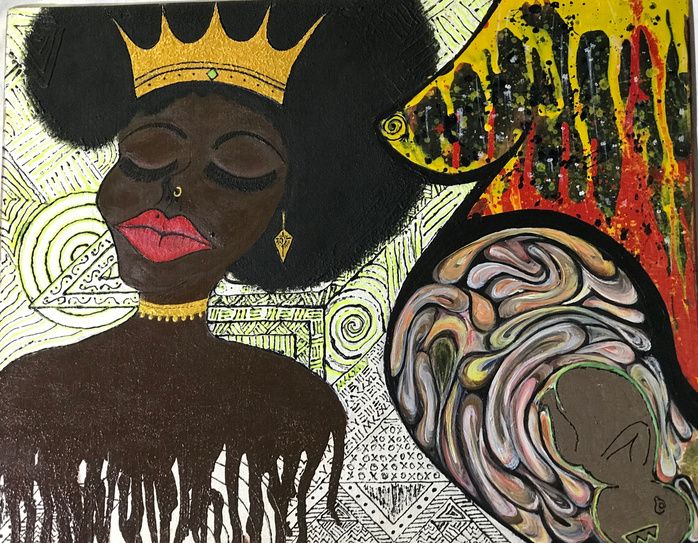 Melanin Returns by MCCXLV, acrylic on wood, 2017