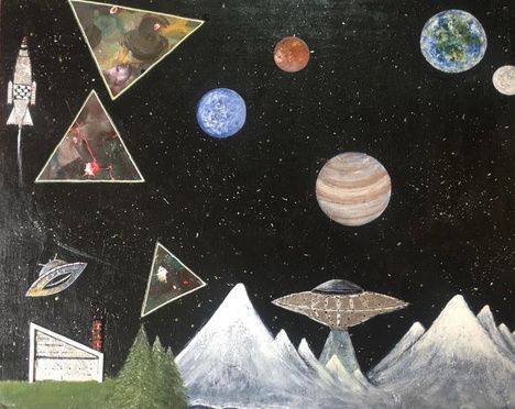My Space by MCCXLV, mixed media on wood, 2019
