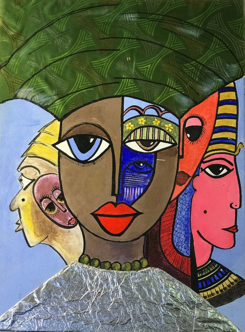Obirin Arewa by MCCXLV, mixed media on canvas, 2018