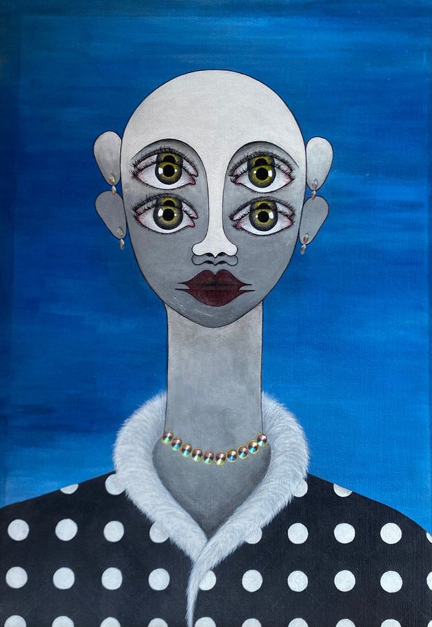 Polka Dot Fur Coat by MCCXLV, mixed media on canvas, 2025